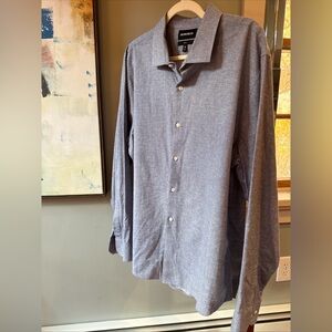 Bonobos Men's Casual  Blue Gray Button Down Shirt XXL slim fit Cotton EUC